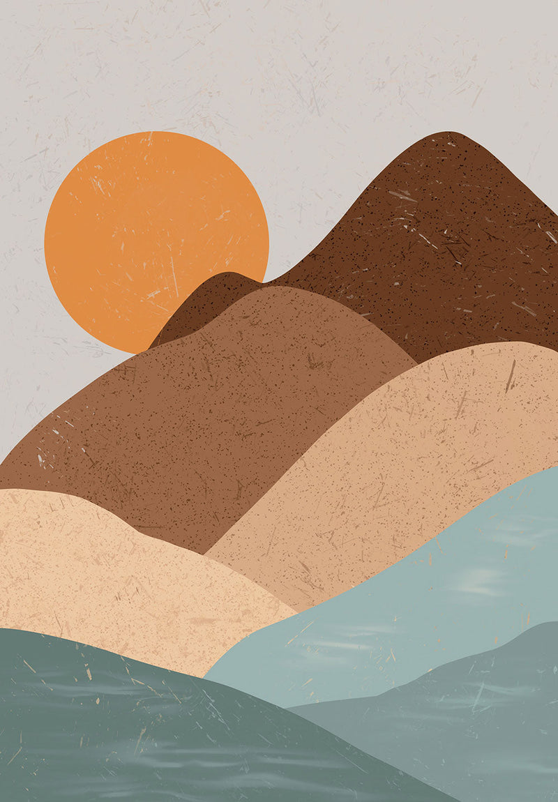 Modern Hills nature metal poster on stainless steel by Chromaplate