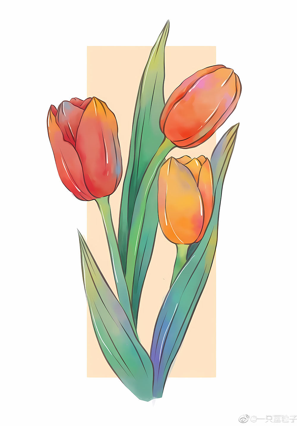 Red and Yellow Tulip Plants Poster