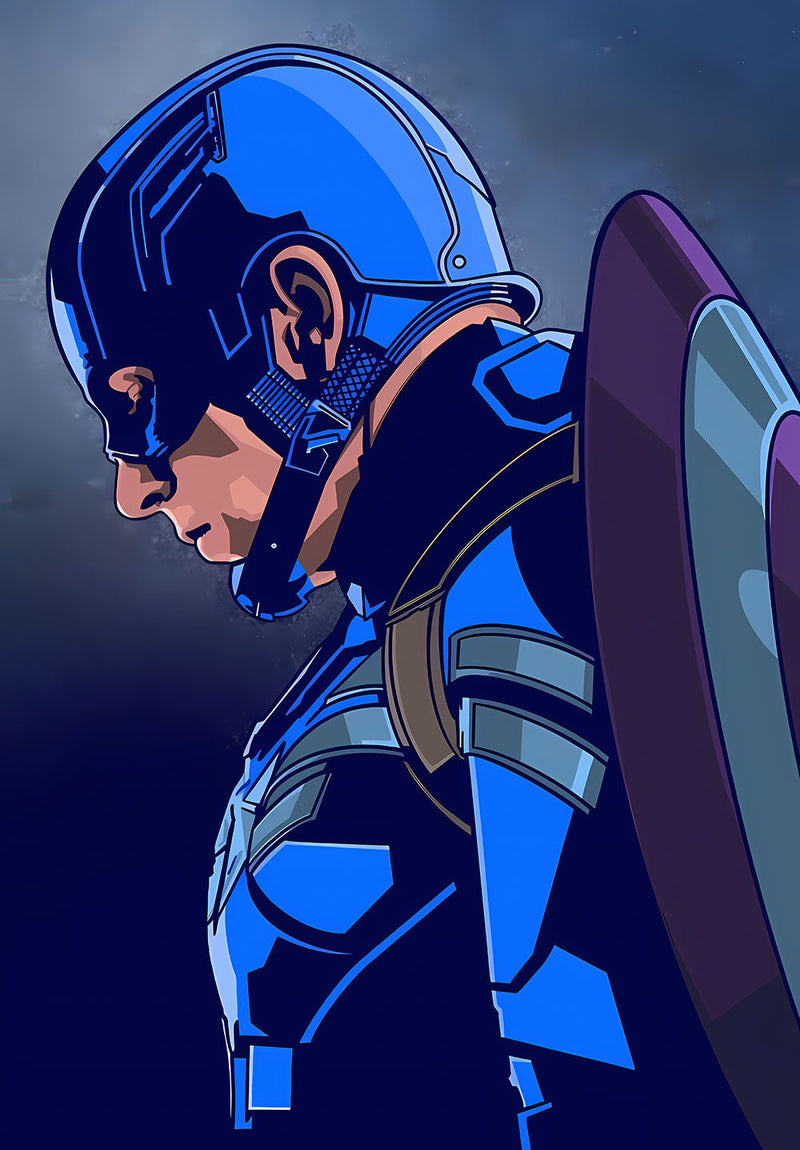 Captain America comic metal poster design 02 on stainless steel by Chromaplate