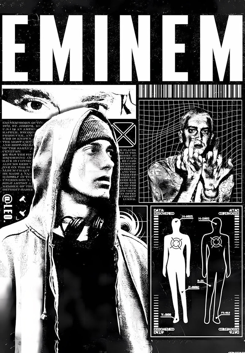 Eminem Music Artist music metal poster on stainless steel by Chromaplate