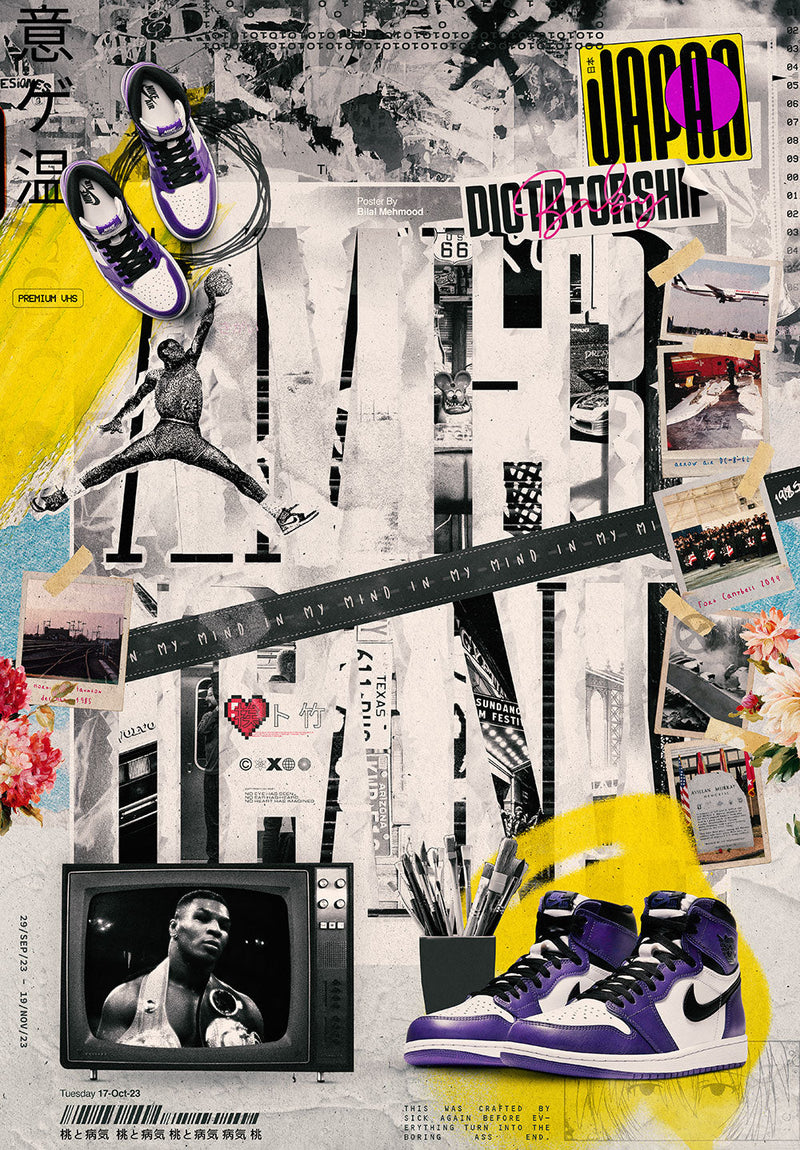 American Messy Collage wall metal poster on stainless steel by Chromaplate