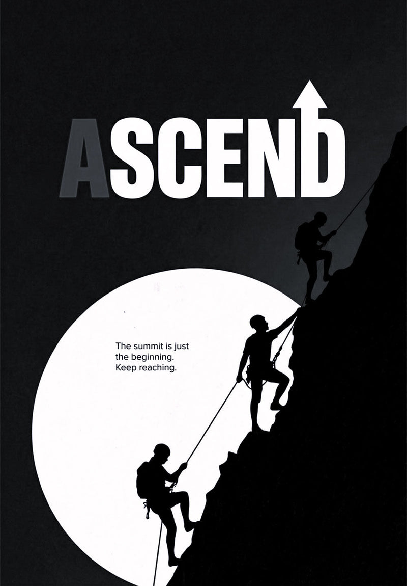 Ascend Minimal Climb motivational metal poster on stainless steel by Chromaplate