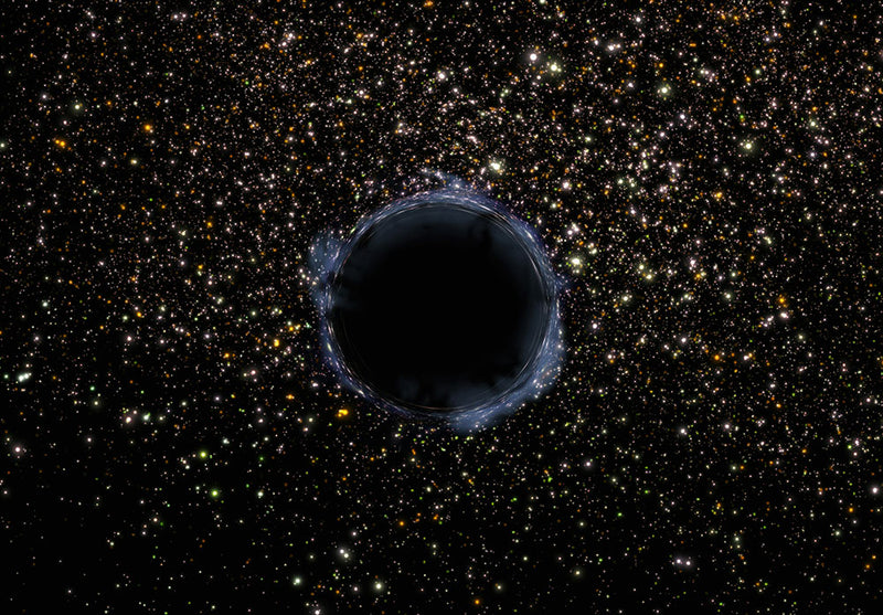 Black Hole In A Star Field space metal poster on stainless steel by Chromaplate