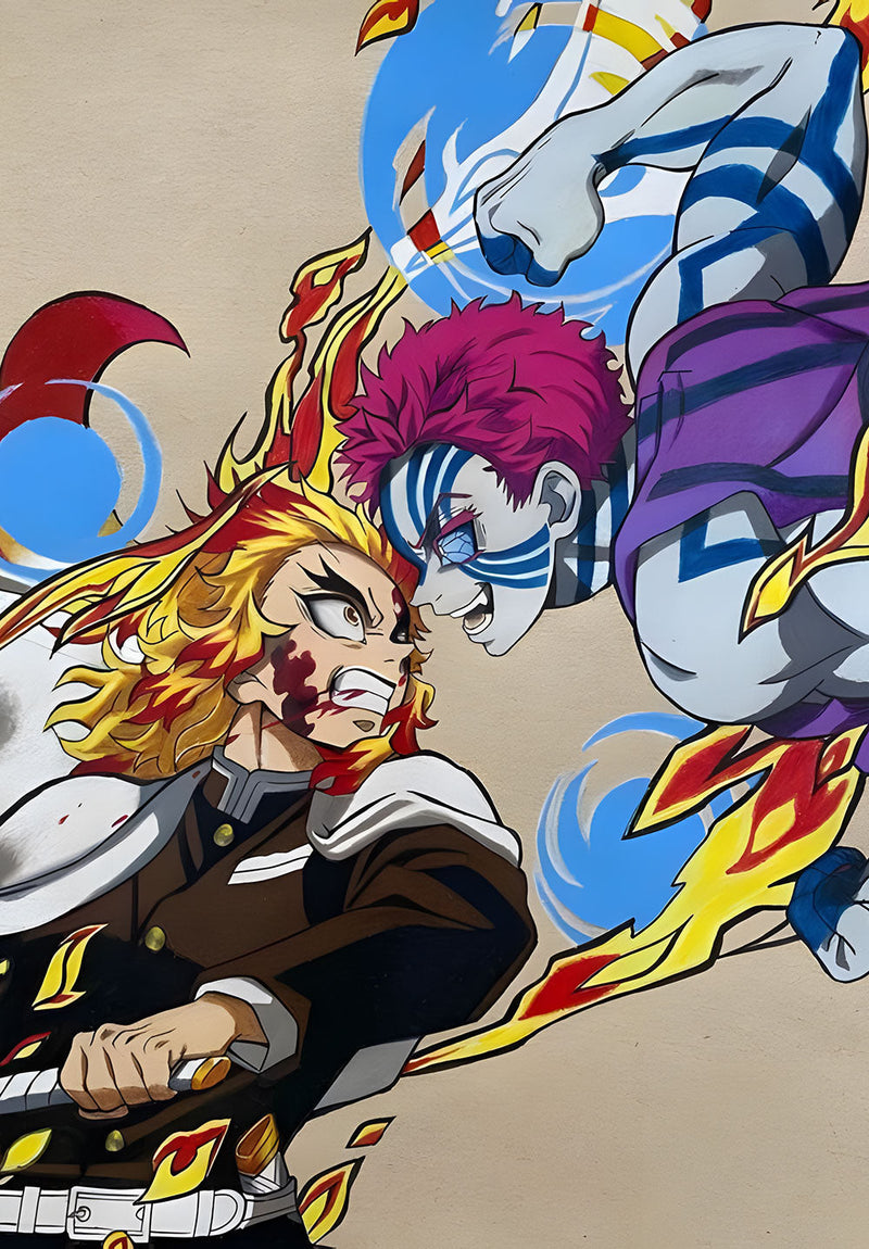 Rengoku Demon Slayer anime metal poster design 01 on stainless steel by Chromaplate