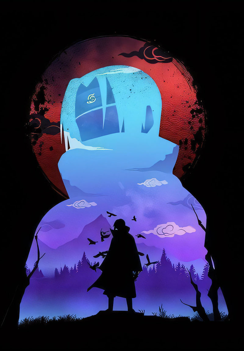 Itachi Naruto anime metal poster design 01 on stainless steel by Chromaplate