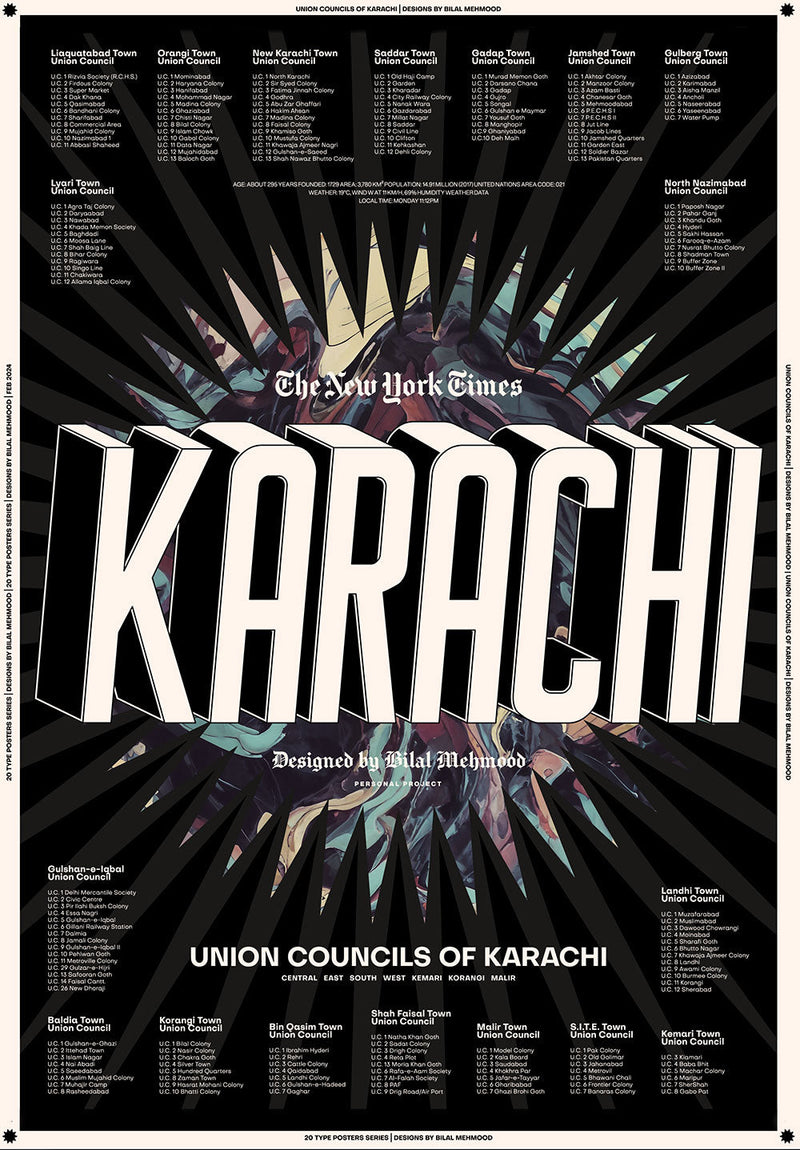 Karachi City wall metal poster on stainless steel by Chromaplate