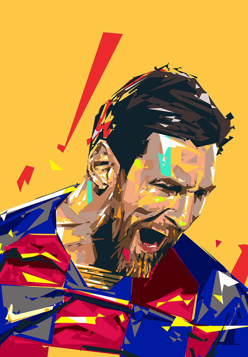 Messi Football Wall Art sports metal poster design 04 on stainless steel by Chromaplate
