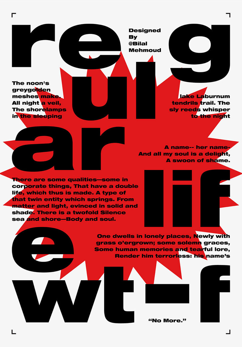 Regular Life Red motivational metal poster on stainless steel by Chromaplate