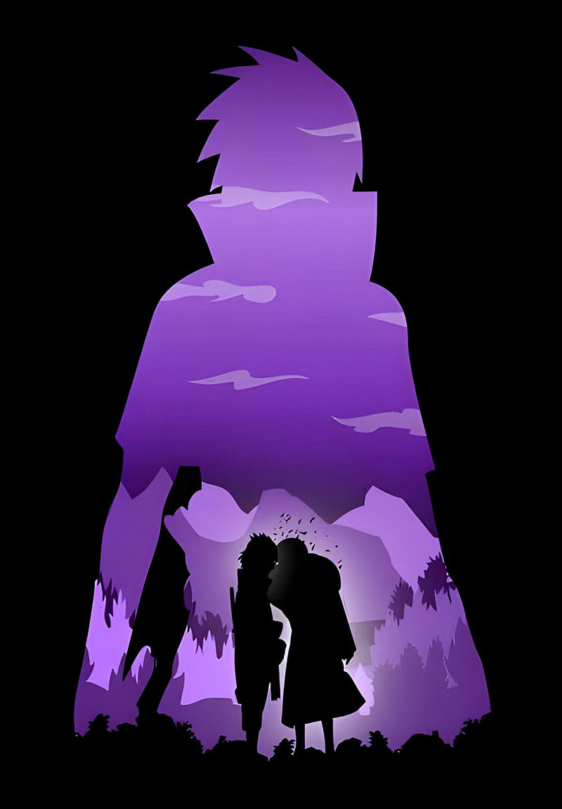 Sasuke Naruto anime metal poster design 01 on stainless steel by Chromaplate