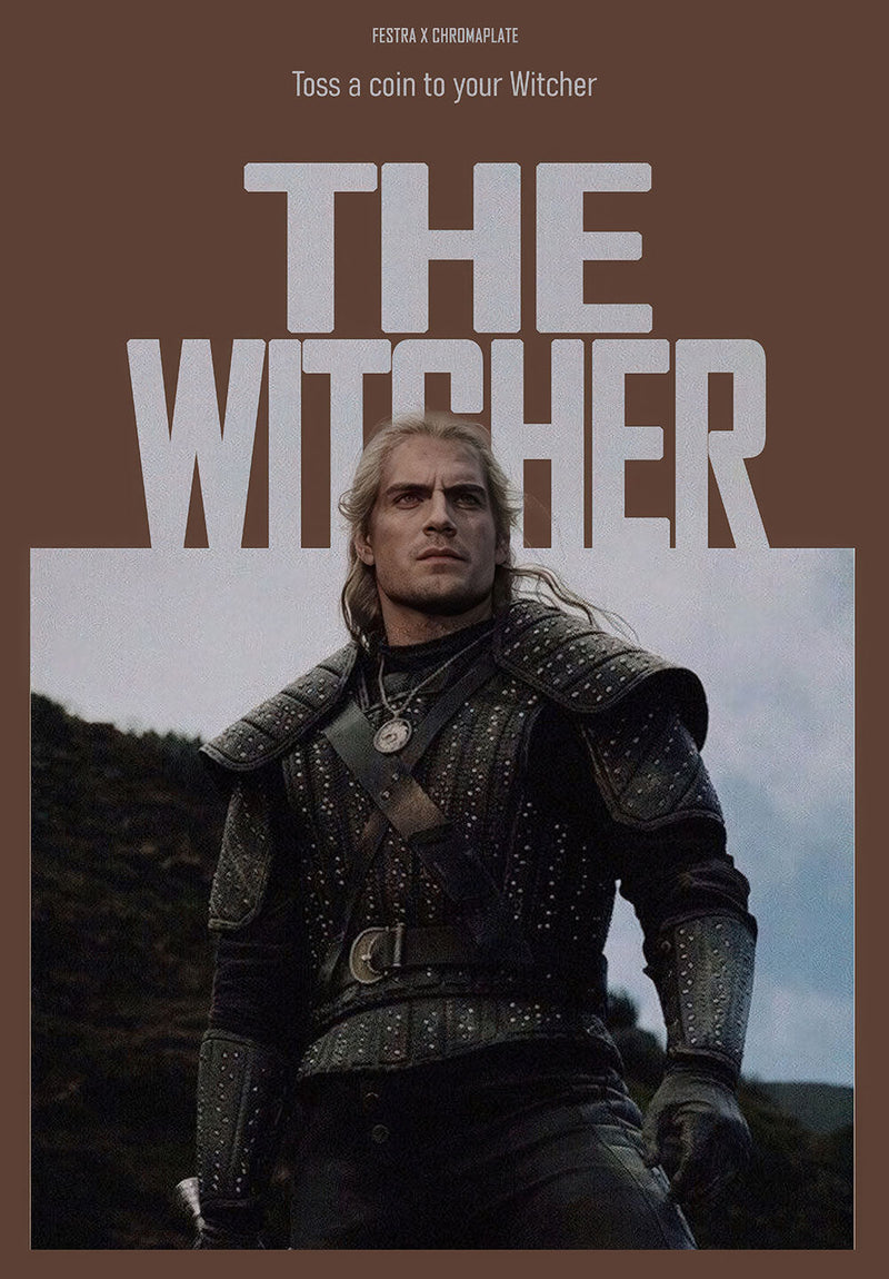 The Witcher wall metal poster on stainless steel by Chromaplate