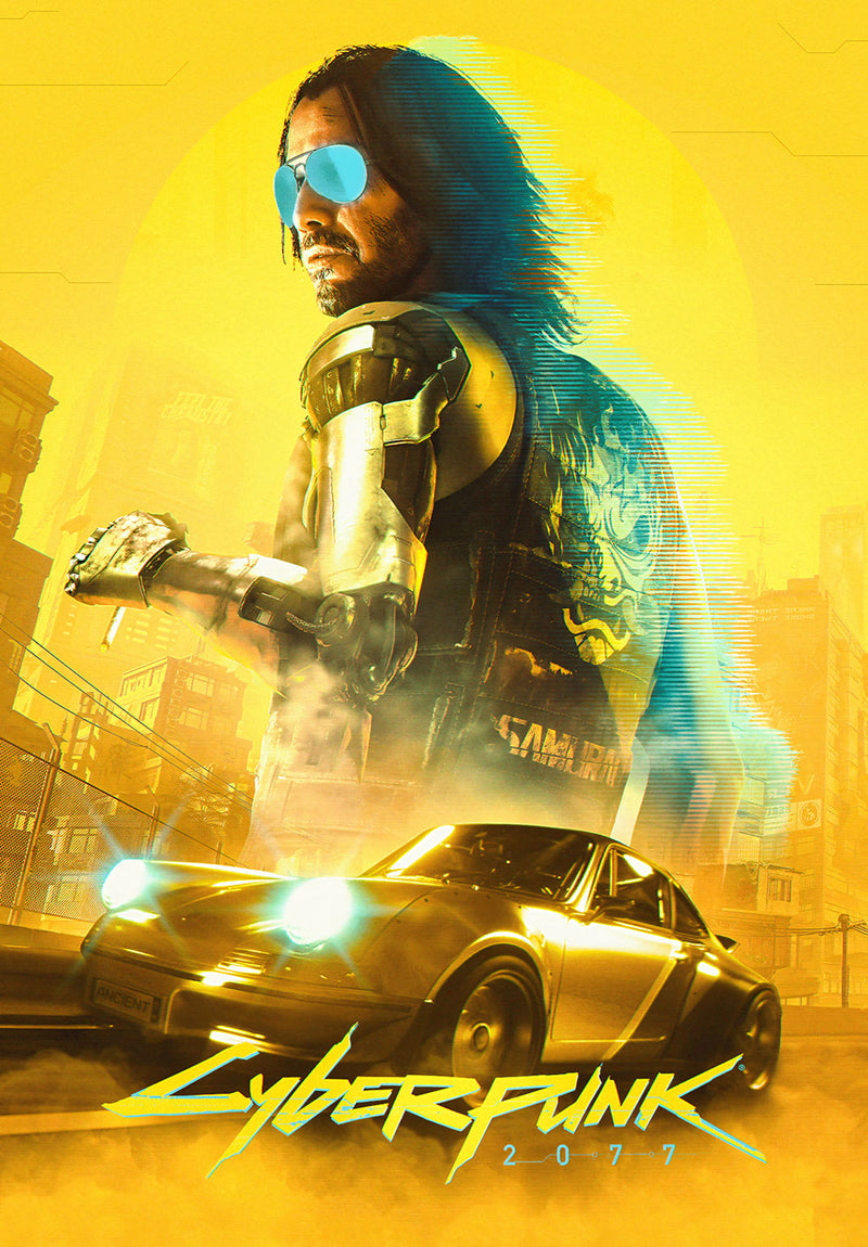 Cyberpunk 2077 gaming metal poster on stainless steel by Chromaplate