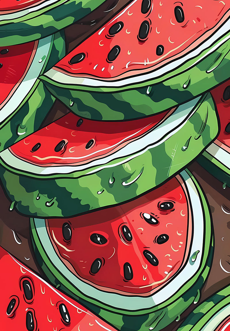 Fresh Watermelon Pattern wall metal poster on stainless steel by Chromaplate