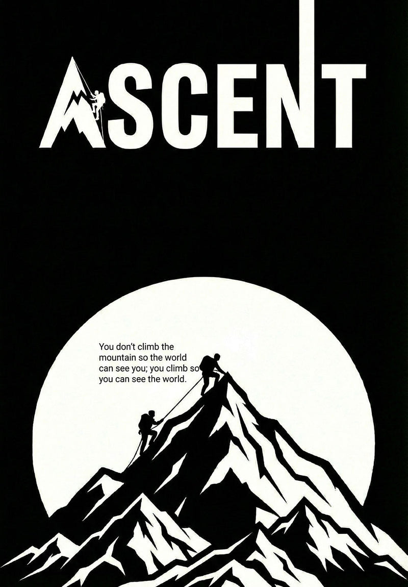 Summit Ascent motivational metal poster on stainless steel by Chromaplate
