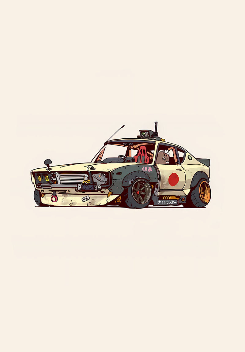 Car Illustration Wall Art car metal poster on stainless steel by Chromaplate