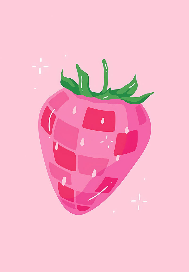 Strawberry Disco wall metal poster on stainless steel by Chromaplate