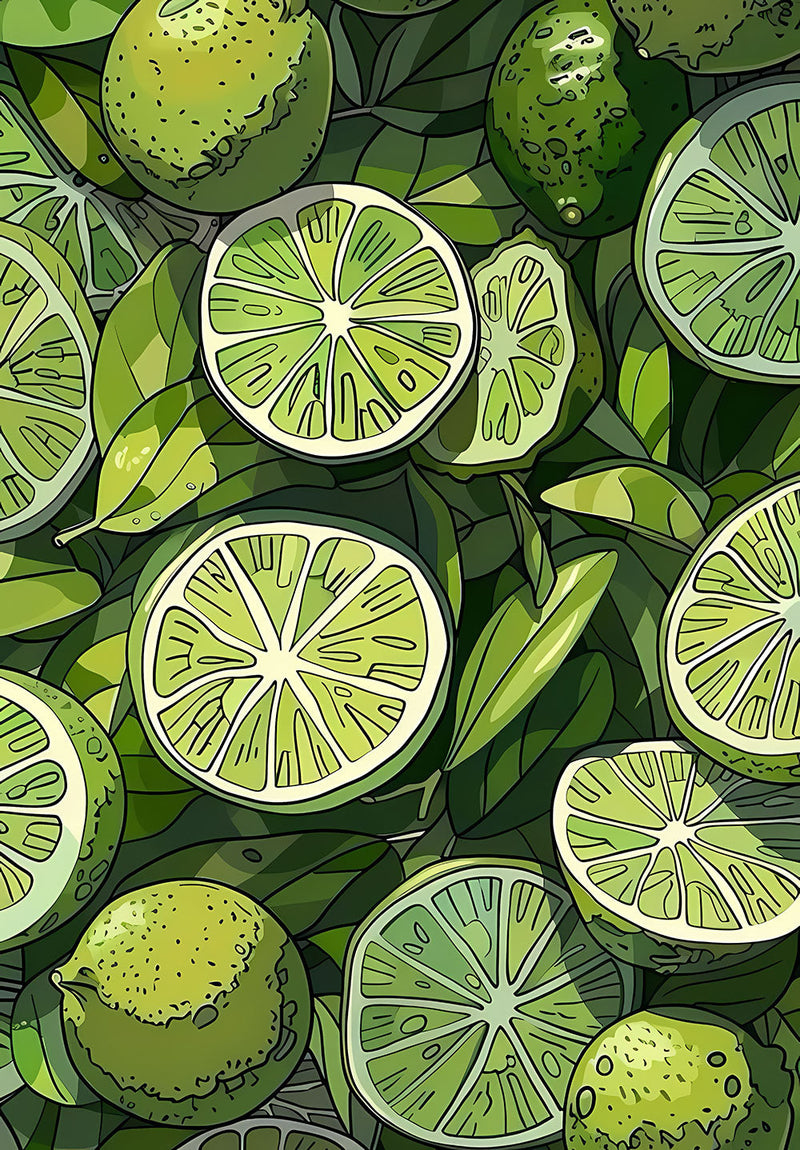 Fresh Lime Pattern wall metal poster design 01 on stainless steel by Chromaplate