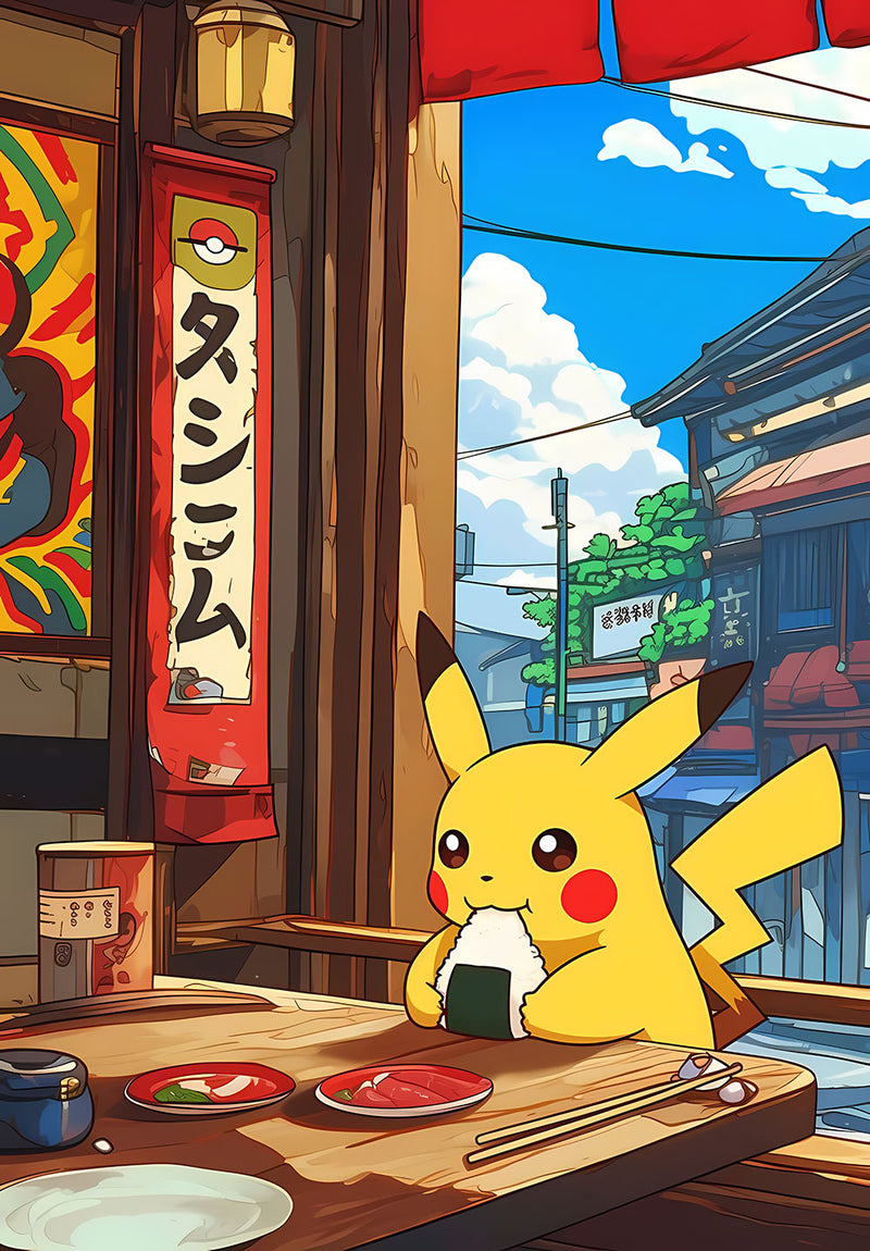 Pikachu Pokemon anime metal poster design 01 on stainless steel by Chromaplate