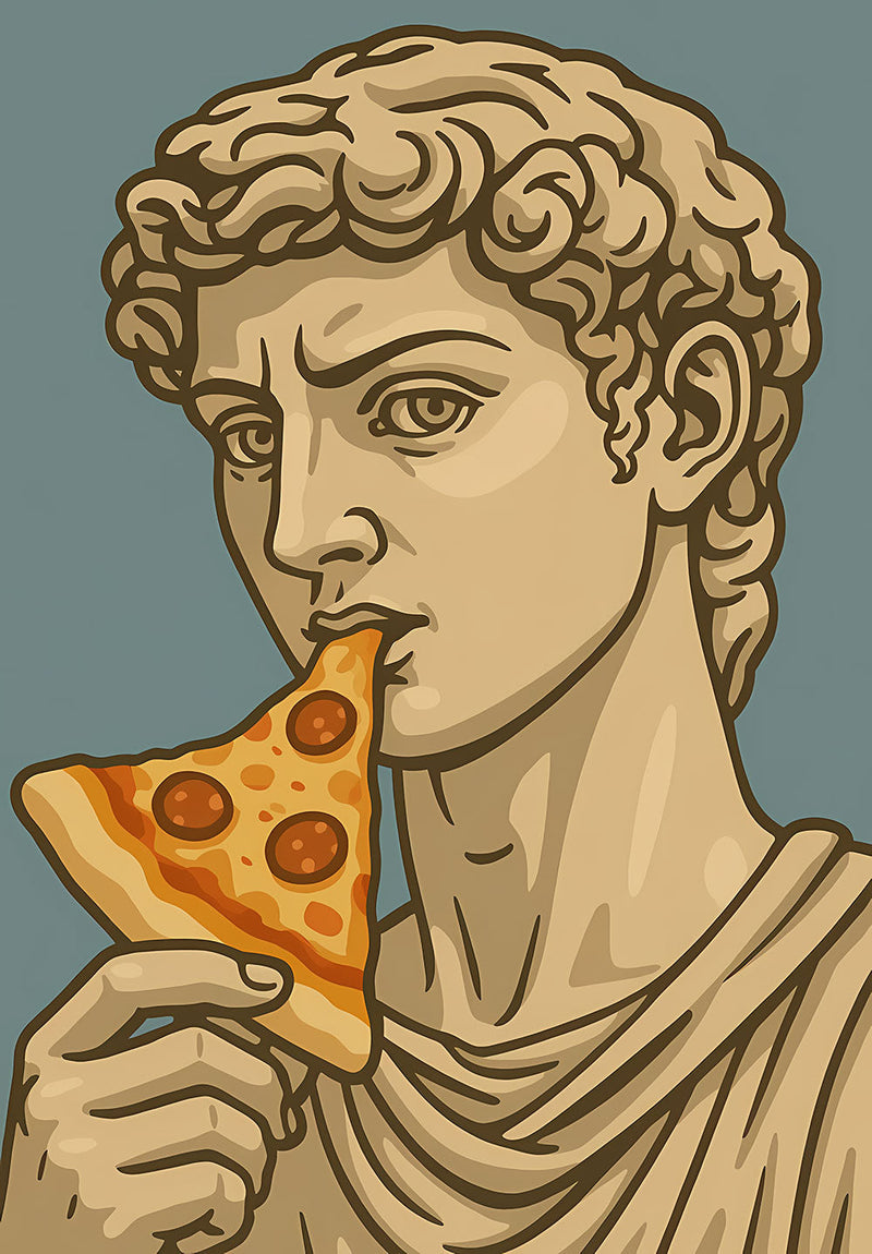 David Donatello Pizza wall metal poster on stainless steel by Chromaplate