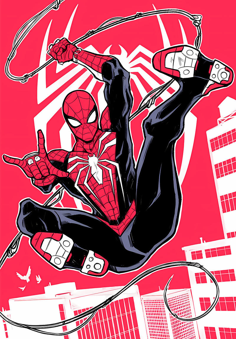 Marvel's Spider-Man comic metal poster design 01 on stainless steel by Chromaplate