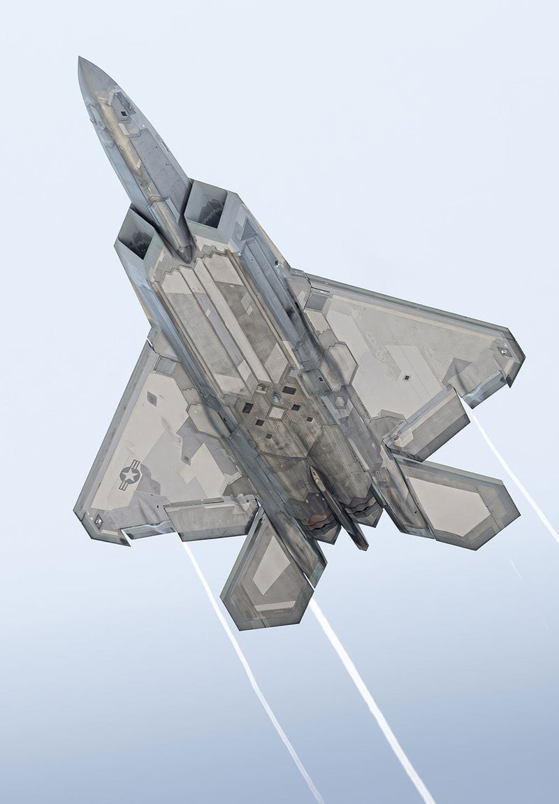 The F-22 Raptor aviation metal poster on stainless steel by Chromaplate