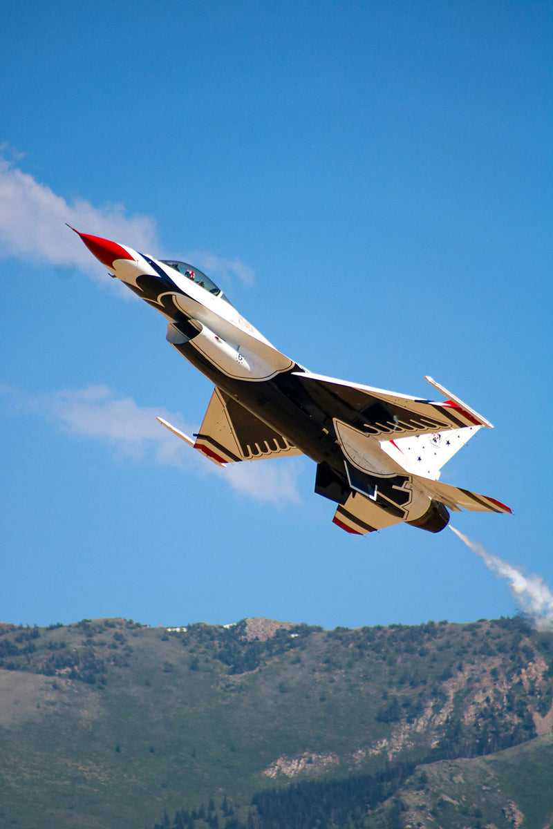 F-16 Fighting aviation metal poster on stainless steel by Chromaplate