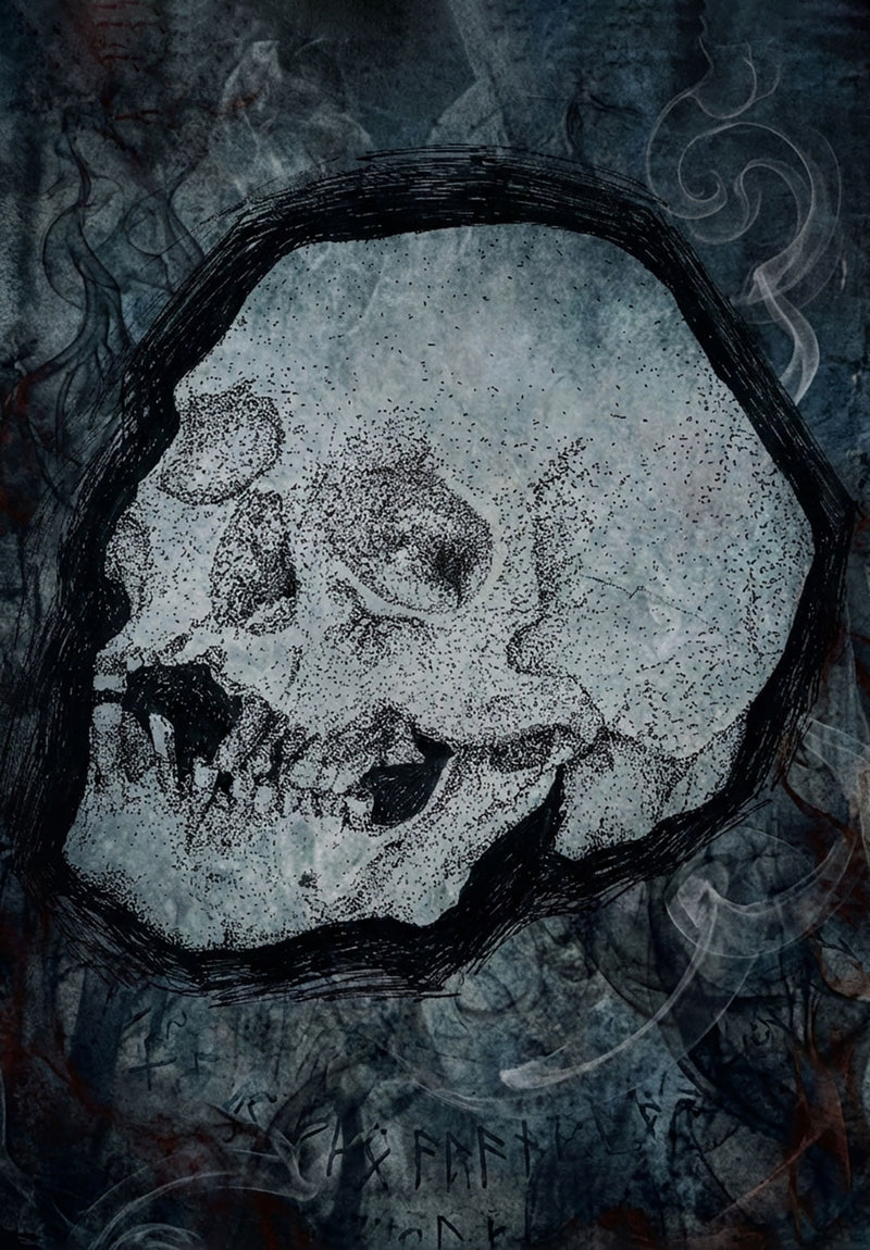 Dimentional Skull wall metal poster on stainless steel by Chromaplate