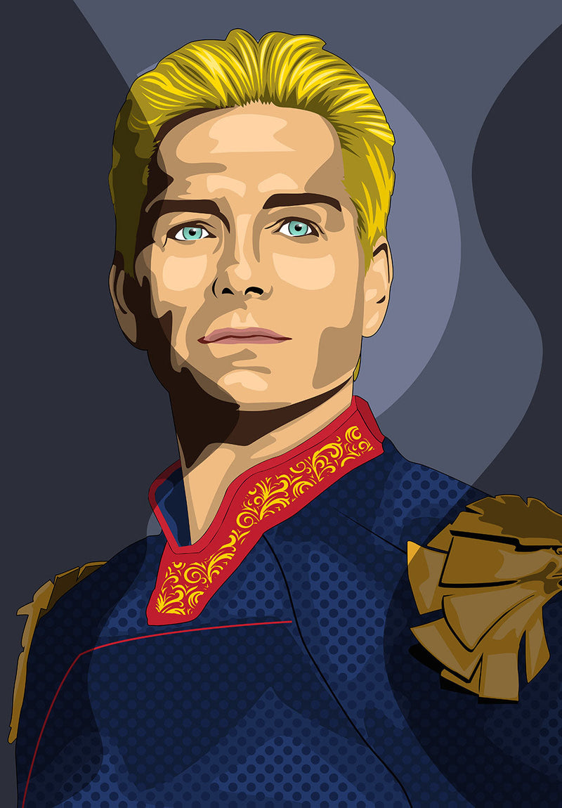 Homelander The Boys movie metal poster on stainless steel by Chromaplate