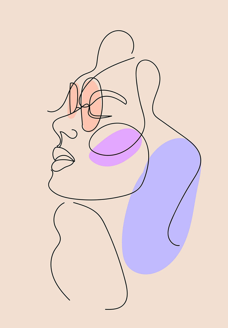 Modern Face wall metal poster on stainless steel by Chromaplate