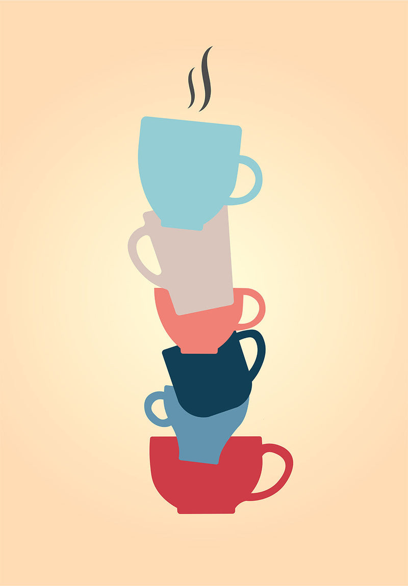 Cups Modern Wall Art wall metal poster on stainless steel by Chromaplate