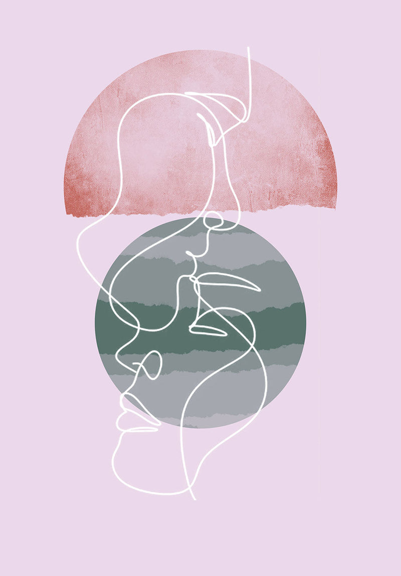 Modern Romantic Lines wall metal poster on stainless steel by Chromaplate