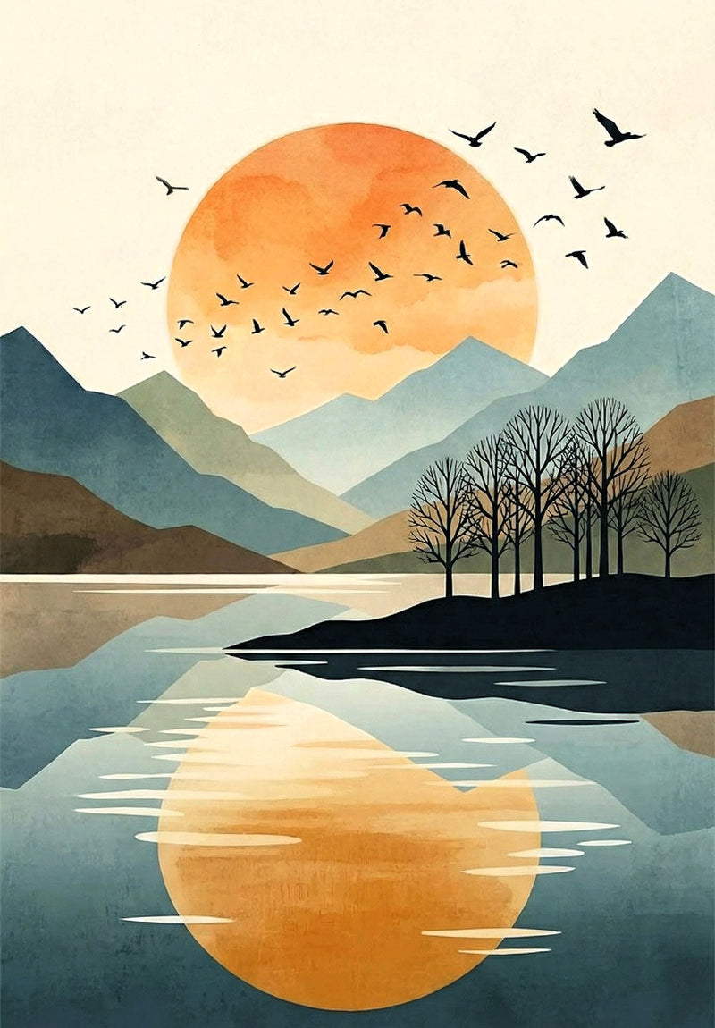 Sunlit Mountain Escape nature metal poster on stainless steel by Chromaplate