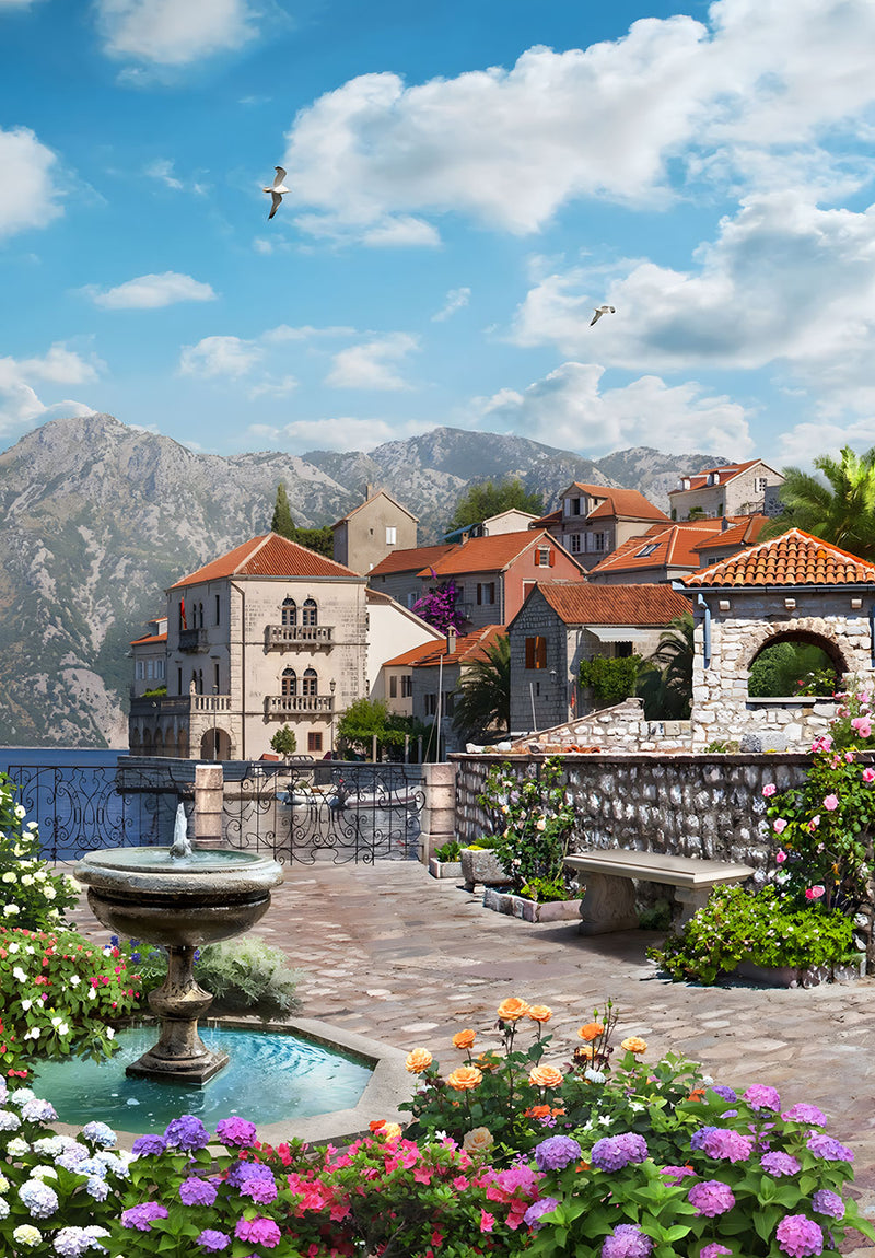 Italian Village nature metal poster on stainless steel by Chromaplate