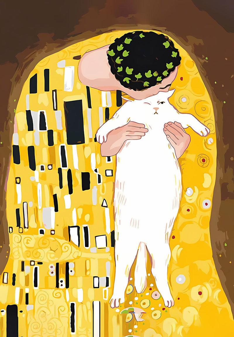 The Kiss Painting by Gustav Klimt nature metal poster on stainless steel by Chromaplate
