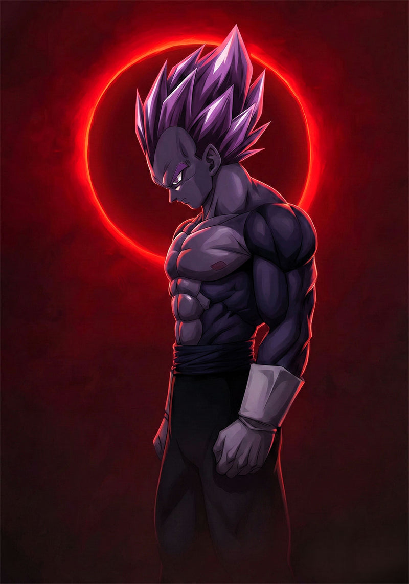Vegeta Ultra Ego anime metal poster design 02 on stainless steel by Chromaplate