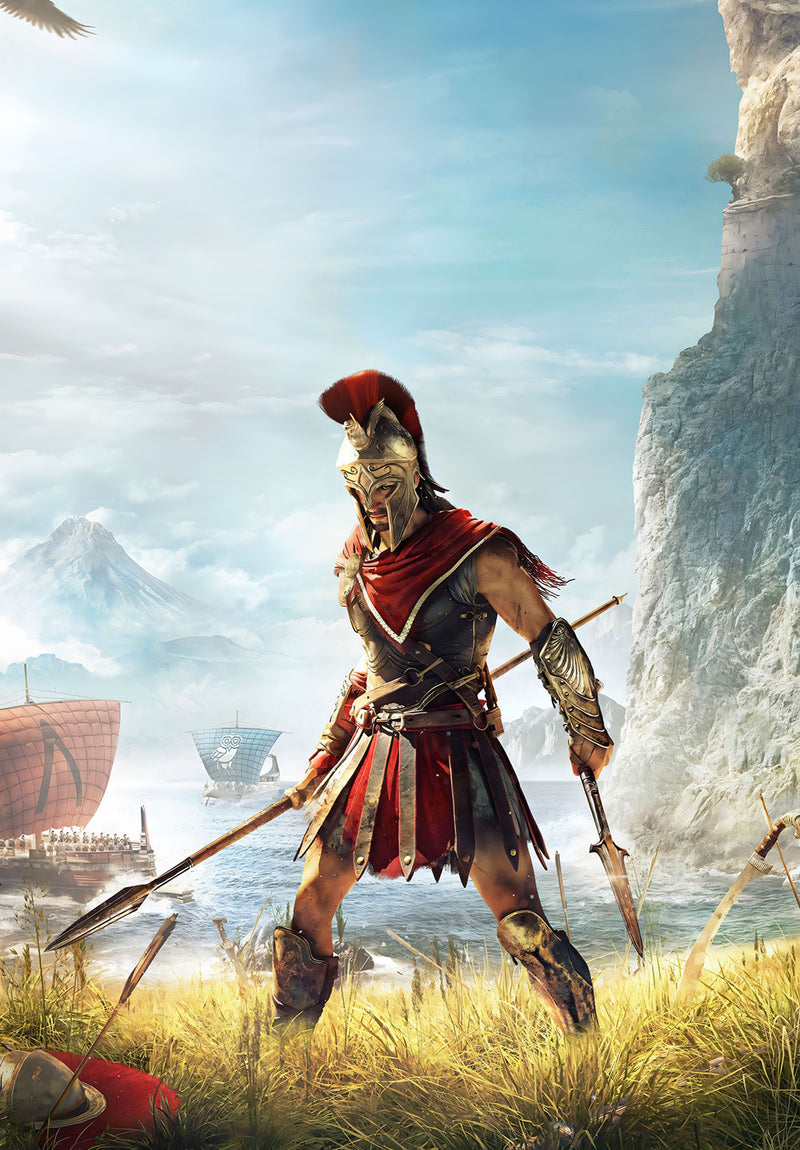 Alexios Assassins Creed gaming metal poster design 02 on stainless steel by Chromaplate