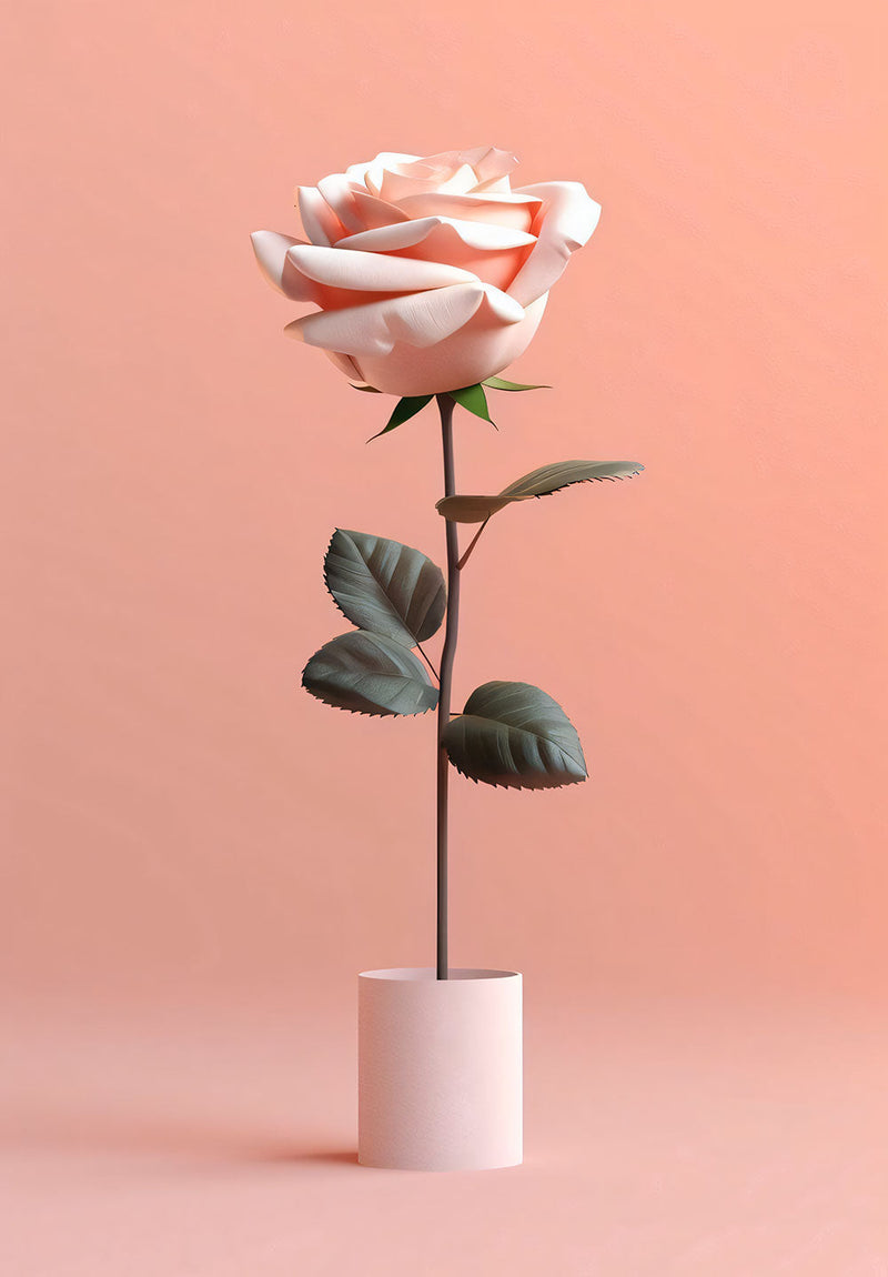 Pink Rose nature metal poster on stainless steel by Chromaplate