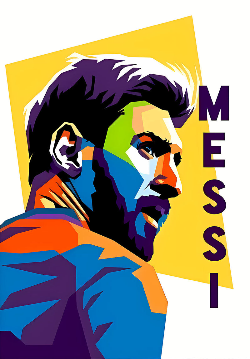 Messi Football Wall Art sports metal poster design 06 on stainless steel by Chromaplate