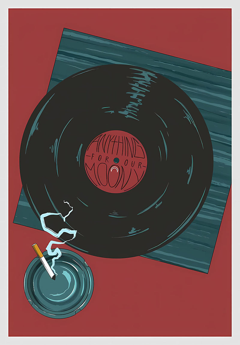 Retro Vinyl music metal poster on stainless steel by Chromaplate