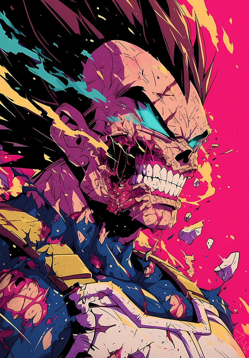 Vegeta Dragon Ball Z anime metal poster design 05 on stainless steel by Chromaplate