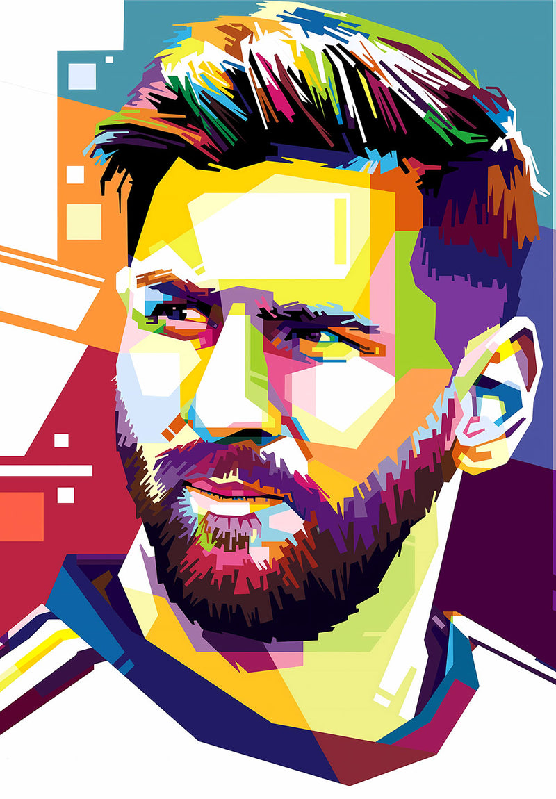 Messi Football Wall Art sports metal poster design 05 on stainless steel by Chromaplate