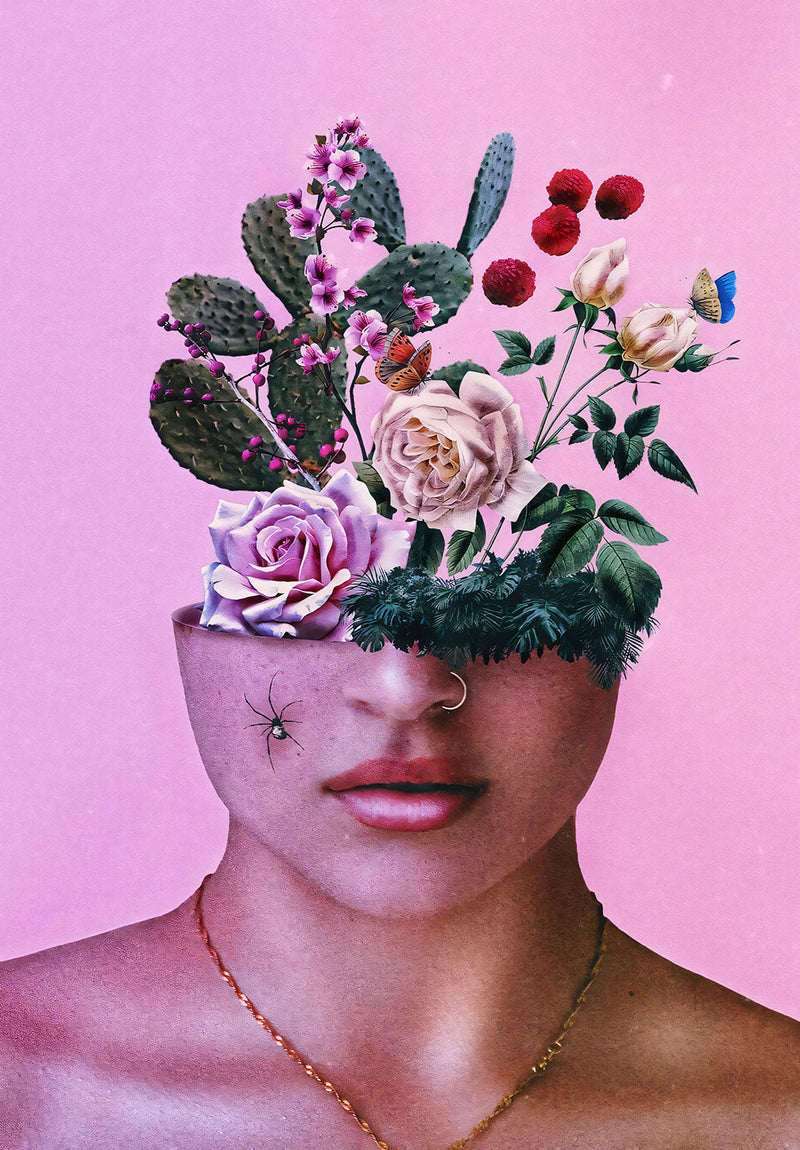 Rose Head nature metal poster on stainless steel by Chromaplate