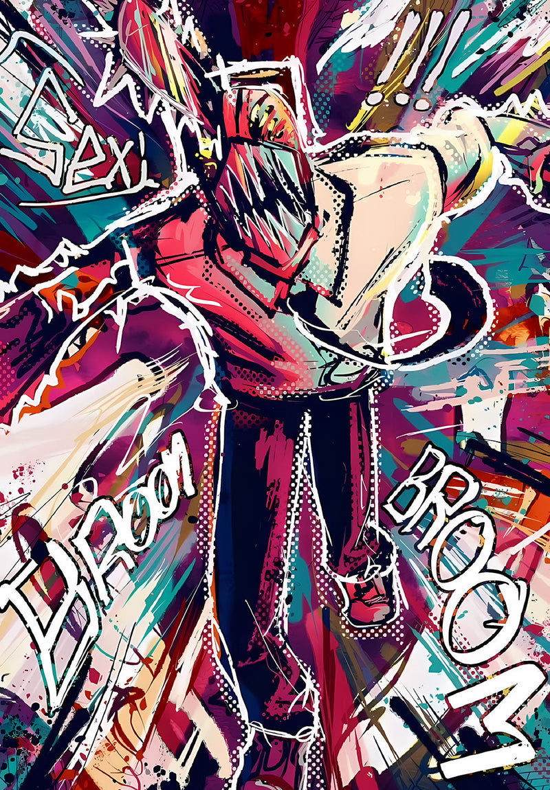 Chainsaw Man anime metal poster design 01 on stainless steel by Chromaplate