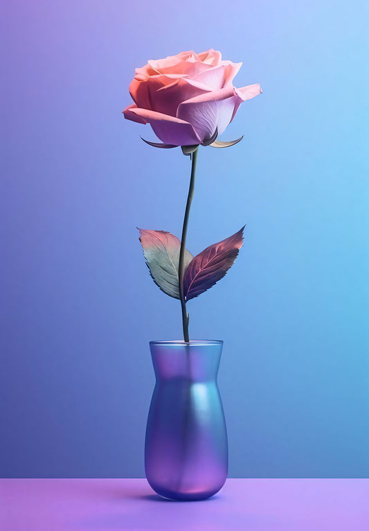 Pink and Blue Rose Plant Poster