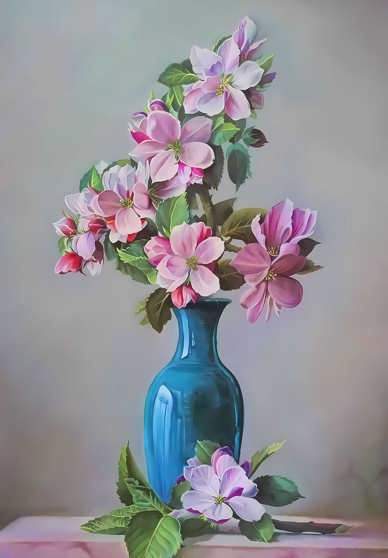 Pink Flowers nature metal poster design 04 on stainless steel by Chromaplate