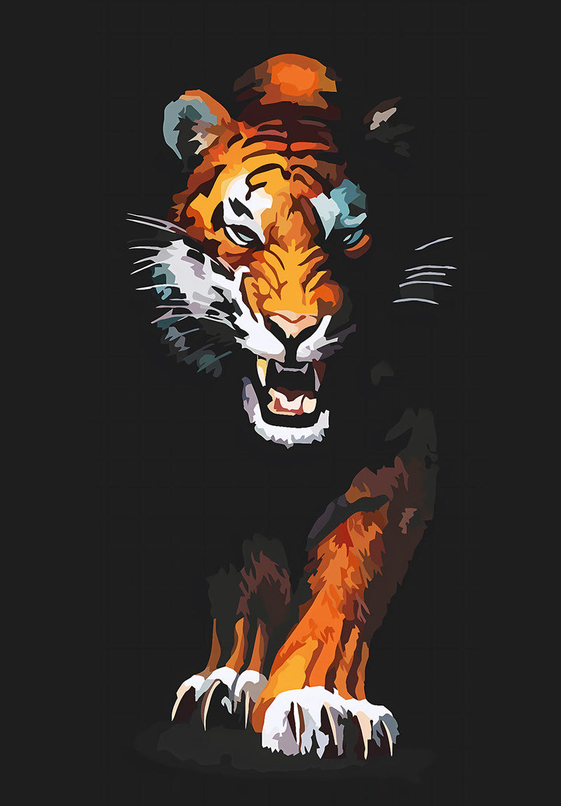 Angry Tiger nature metal poster on stainless steel by Chromaplate