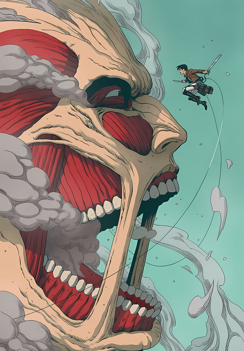 Attack On Titan anime metal poster on stainless steel by Chromaplate