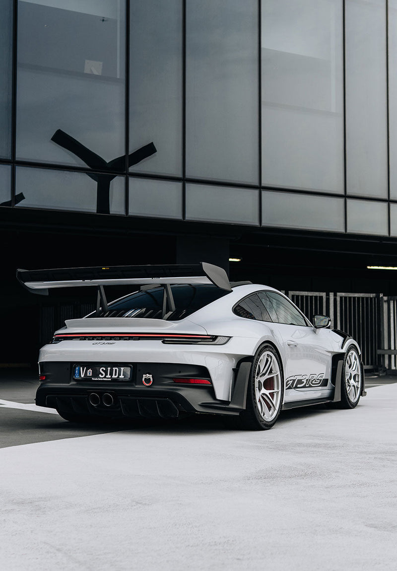 Porsche 911 GT3 RS Back car metal poster on stainless steel by Chromaplate