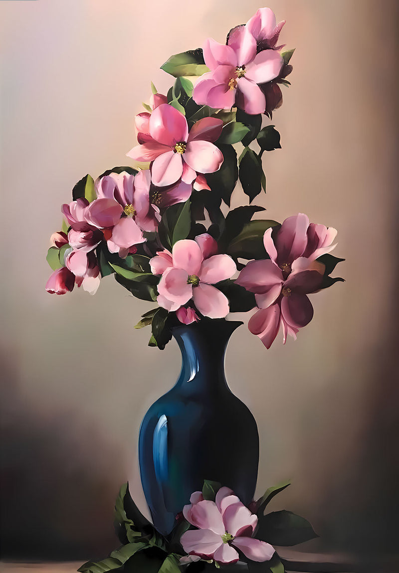 Pink Flowers nature metal poster design 03 on stainless steel by Chromaplate