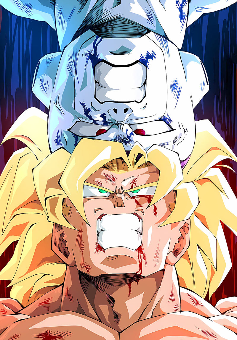 Goku & Frieza Dragon Ball Z anime metal poster on stainless steel by Chromaplate