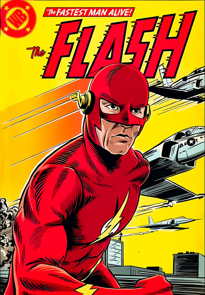 The Flash comic metal poster on stainless steel by Chromaplate